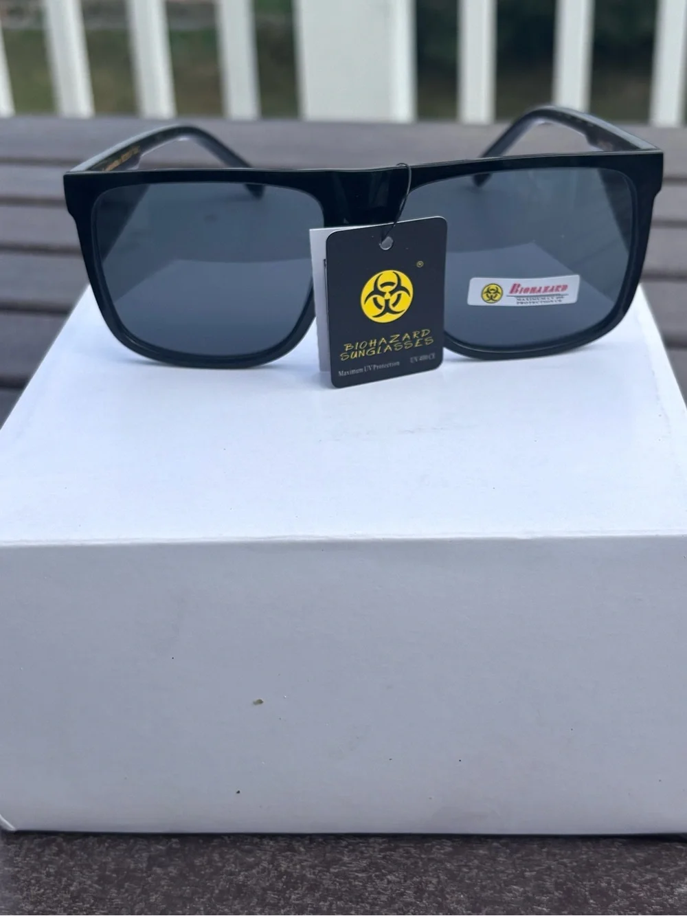 Biohazard Black Men’s Sunglasses — Classic Square Frame